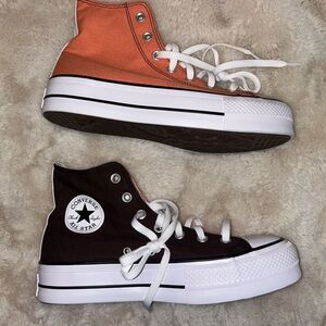 Brown and Orange Platform Converse